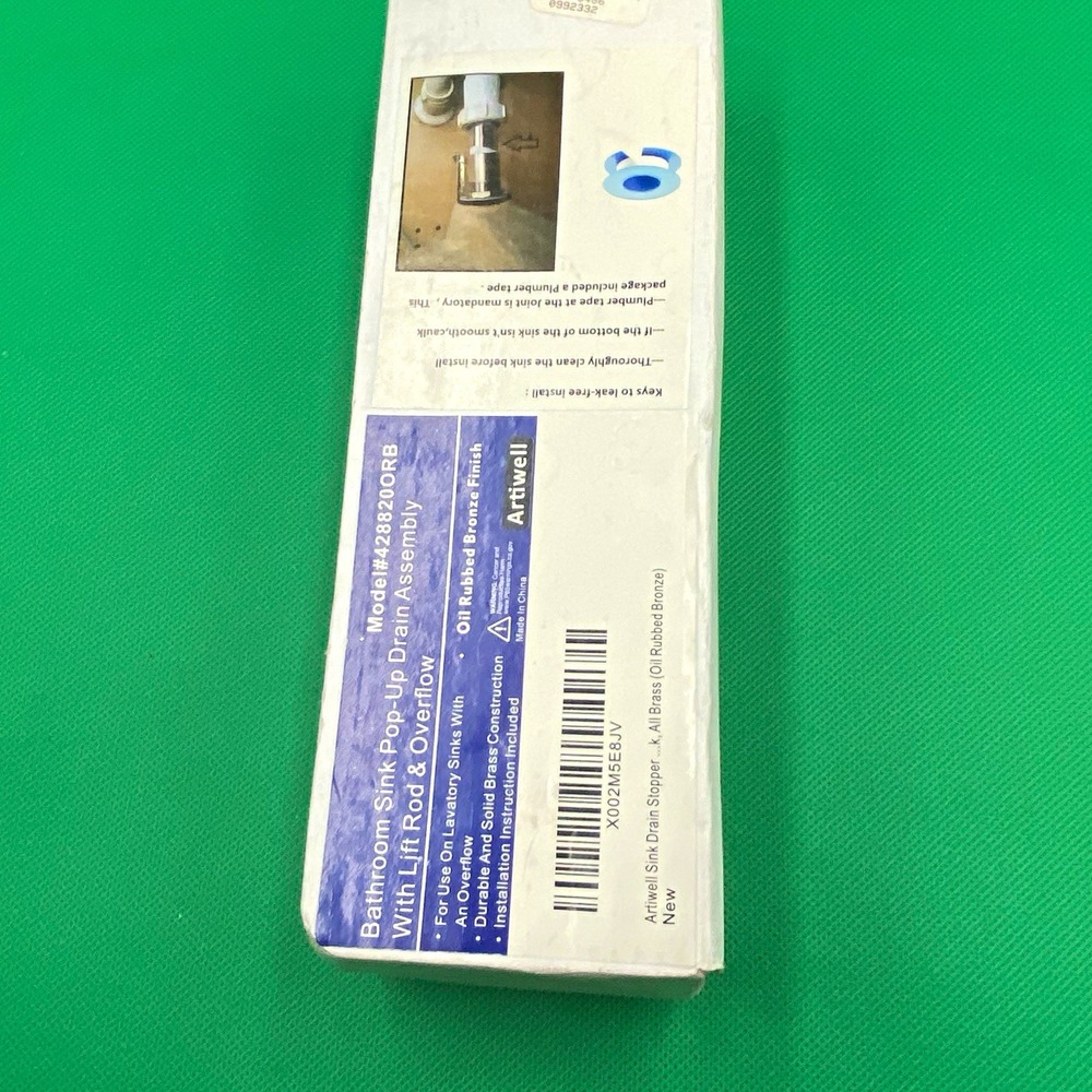 Artiwell Bathroom Sink Pop-Up Drain w/ Lift Rod Overflow, ORB 428820ORB
